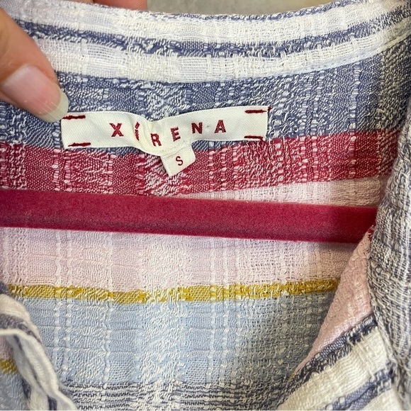 XIRENA Blue Striped Gauzy Long Sleeve Swim Cover Up Tunic‎ Size Small - Picture 3 of 10